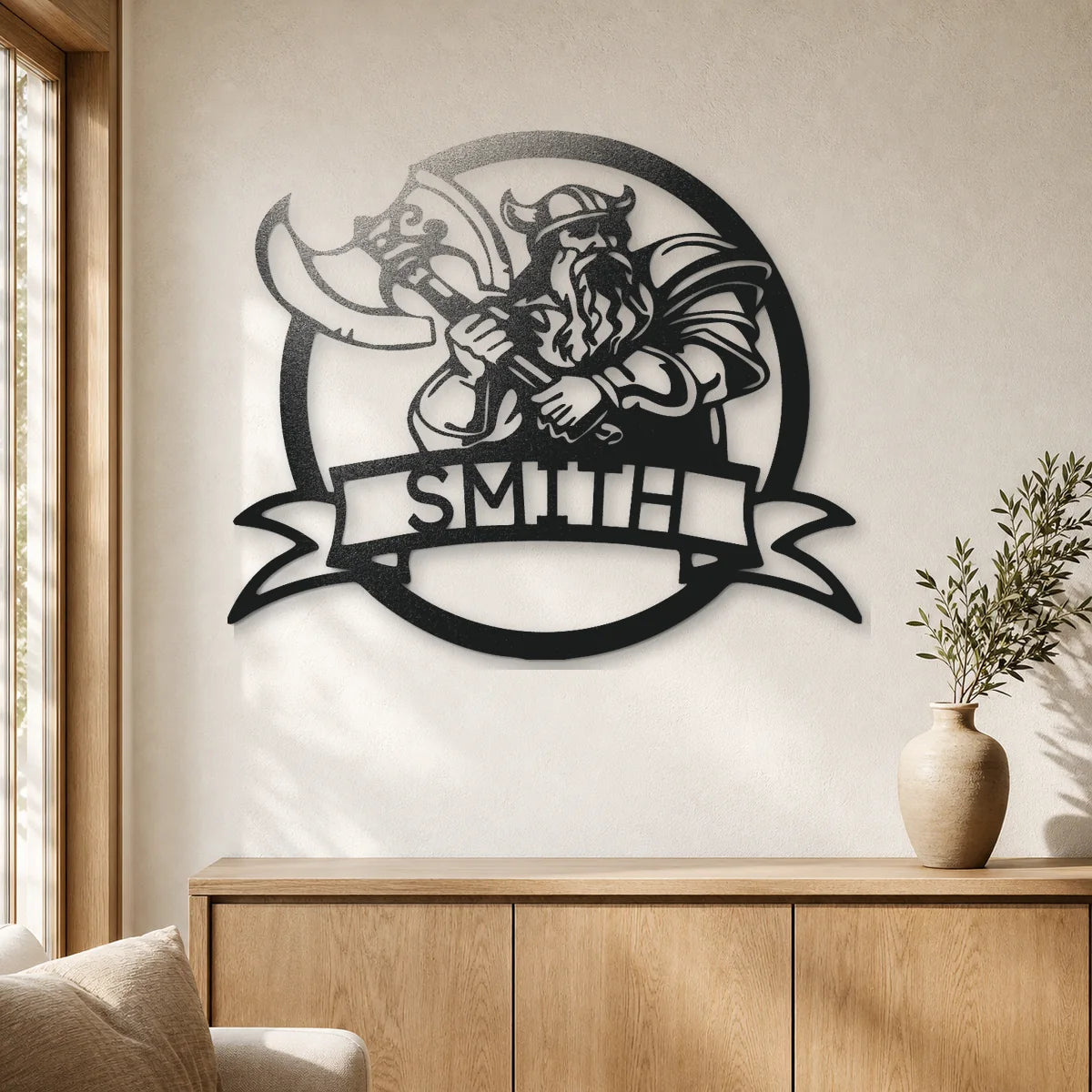 Fighting Viking Monogram Sign | Personalized Steel Wall Art | Made in USA