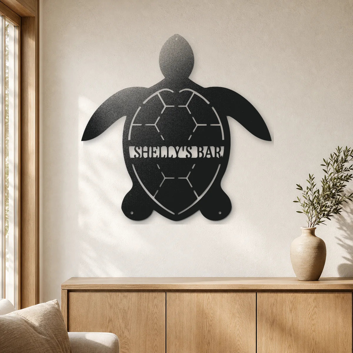 Turtle Monogram Sign | Personalized Steel Wall Art | Made in USA