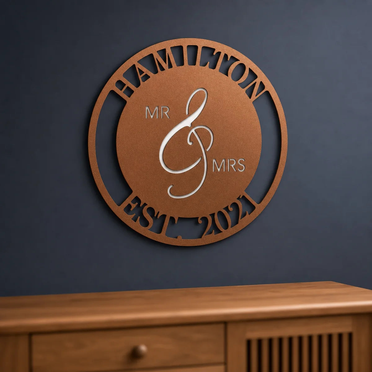 Mr. and Mrs. Sign | Personalized Steel Wall Art | Made in USA