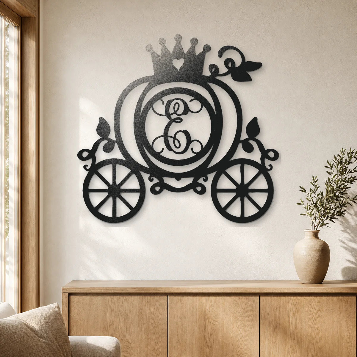 Carriage Initial Monogram Sign | Personalized Steel Wall Art | Made in USA