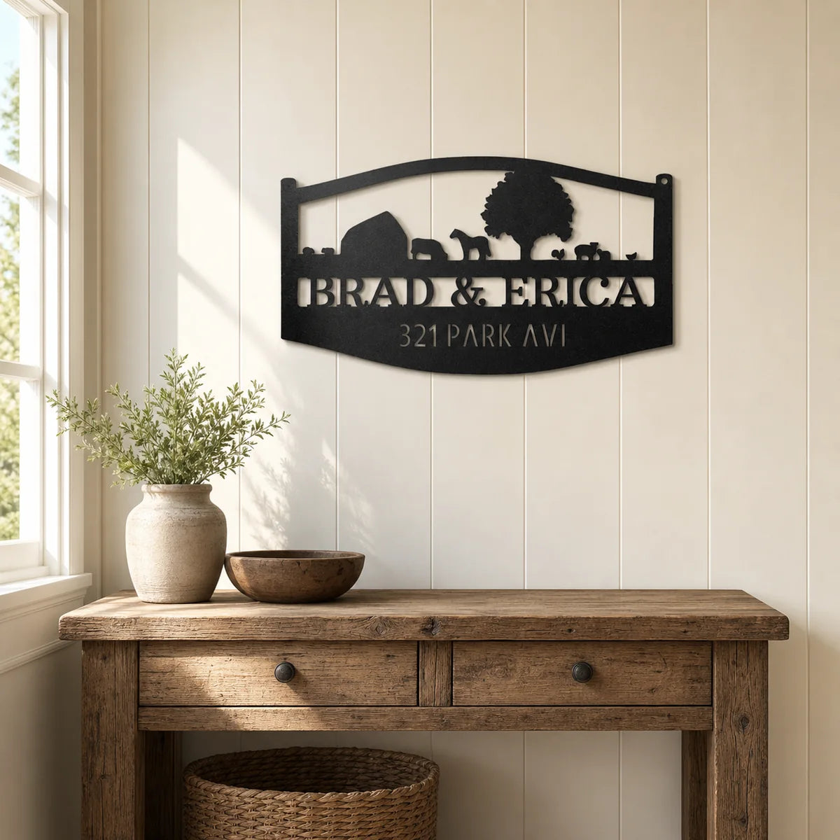 Farm Scene Monogram Sign | Personalized Steel Wall Art | Made in USA