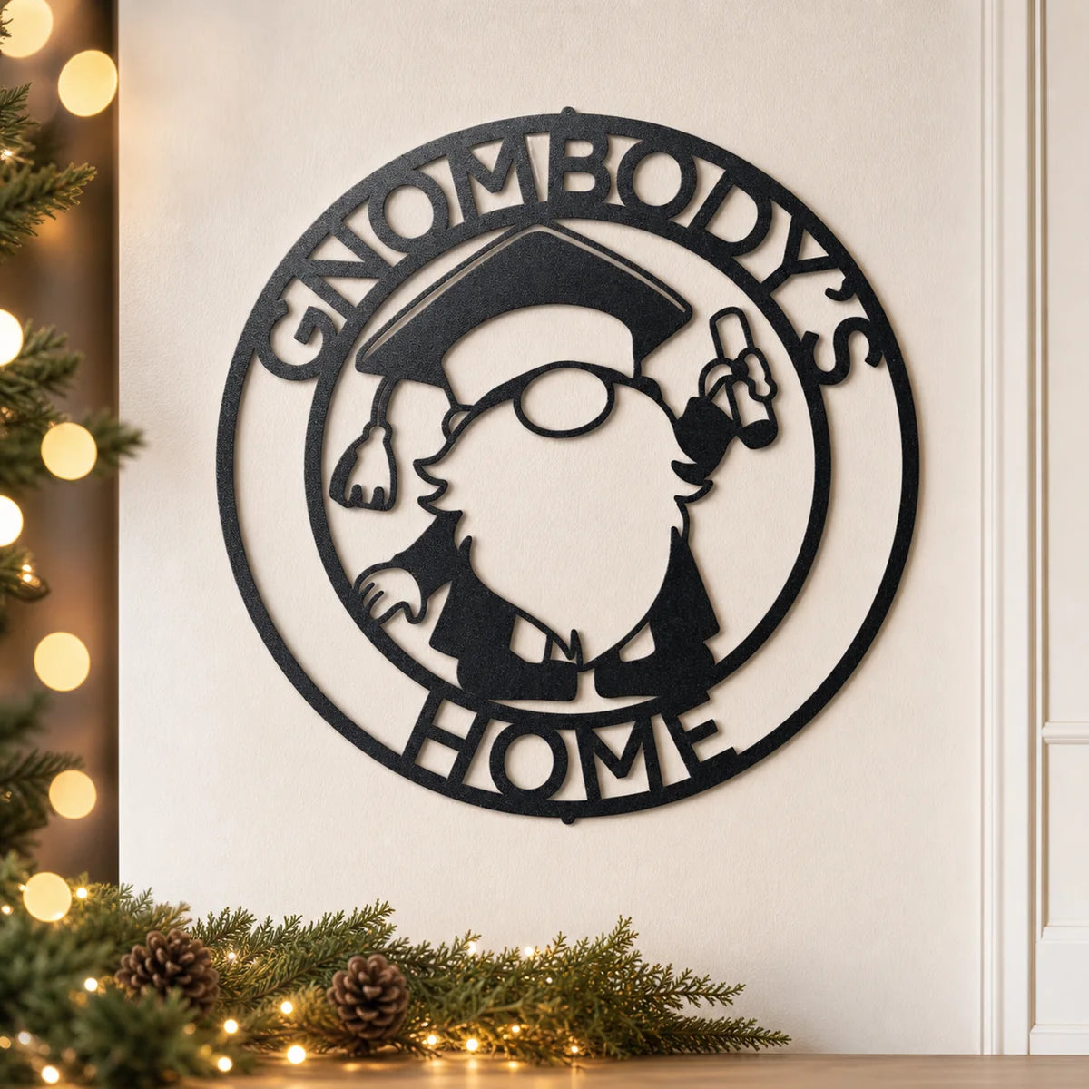 Gnome Ring Monogram Sign | Personalized Steel Wall Art | Made in USA