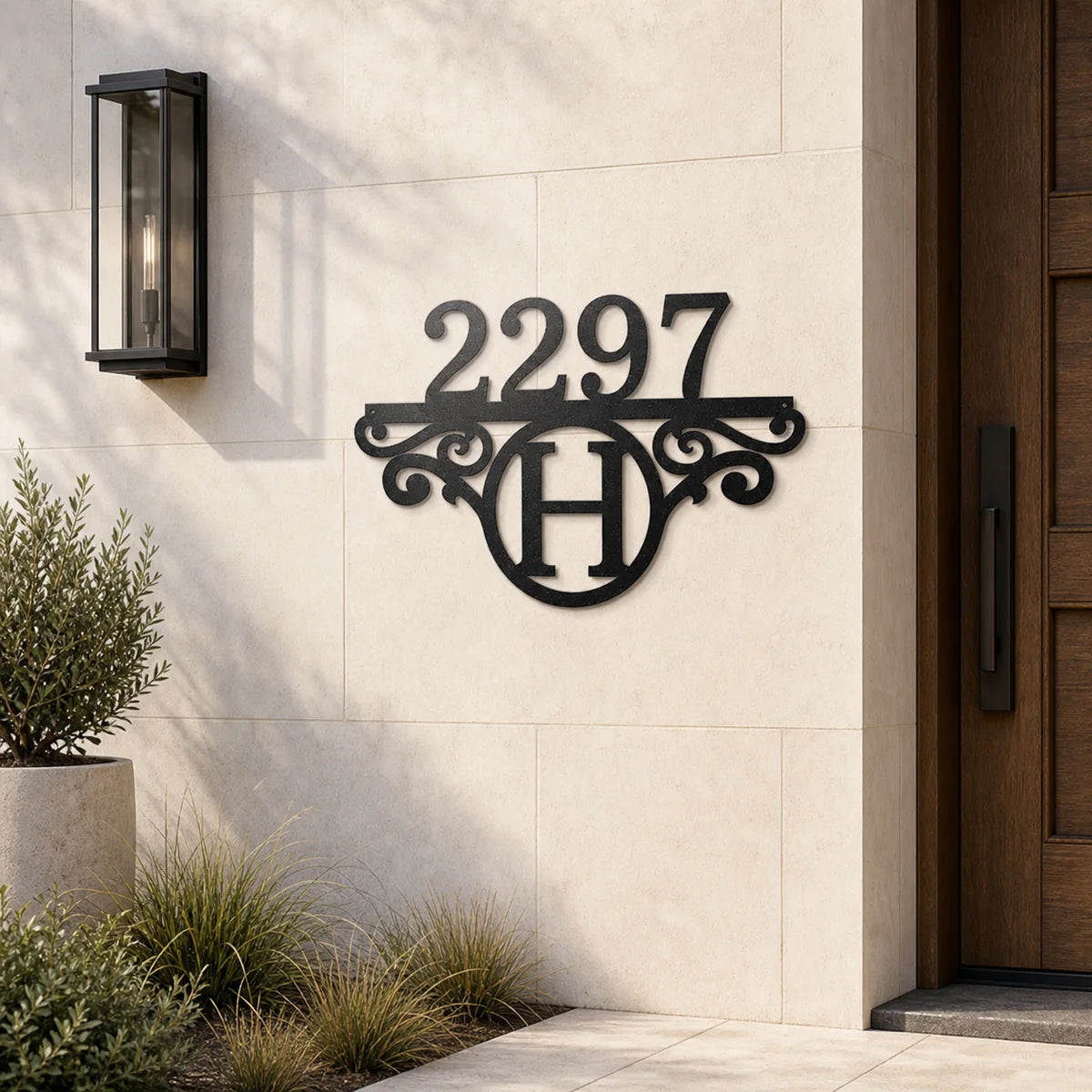 Initial Address Monogram Sign | Personalized Steel Wall Art | Made in USA