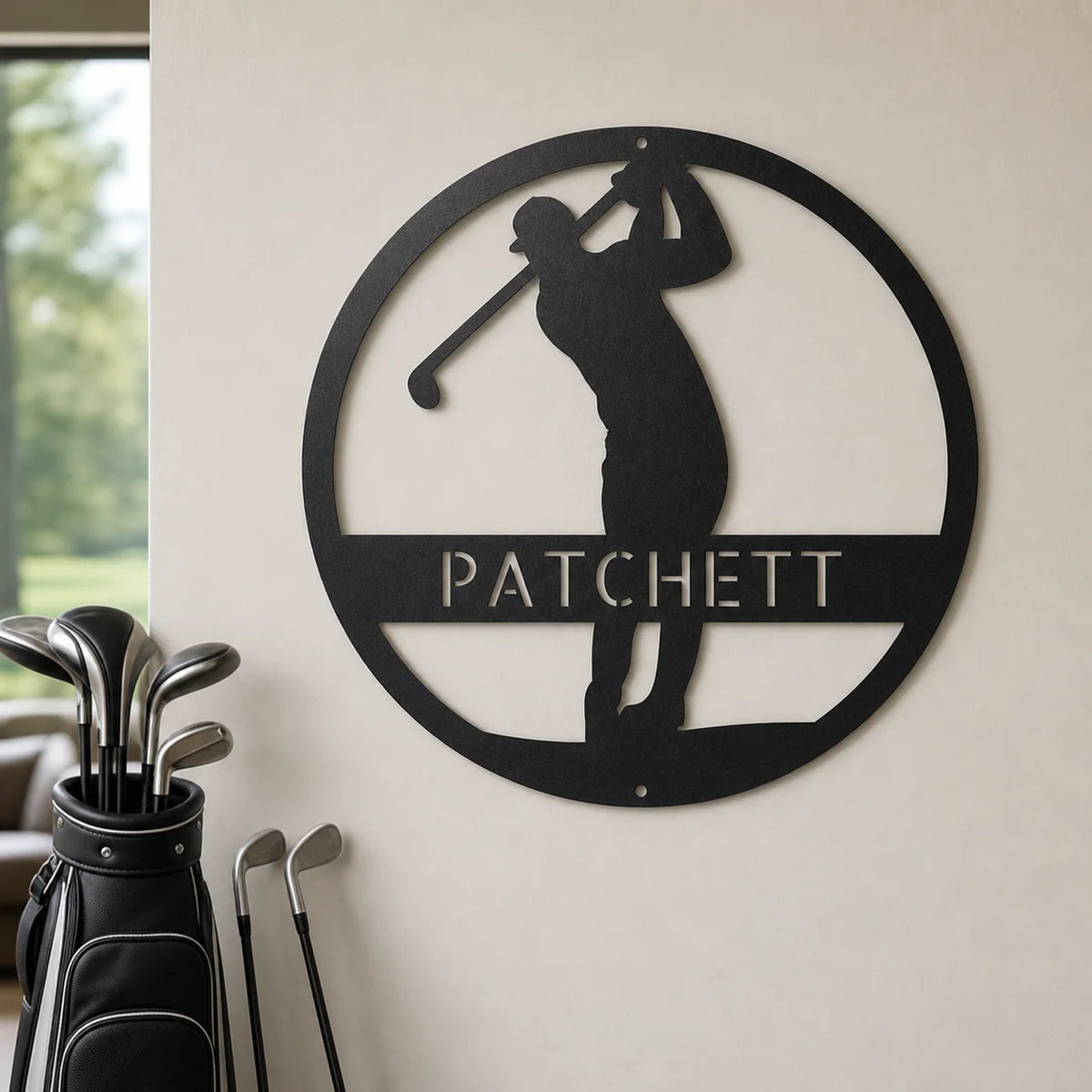 Golfer Monogram Sign | Personalized Steel Wall Art | Made in USA