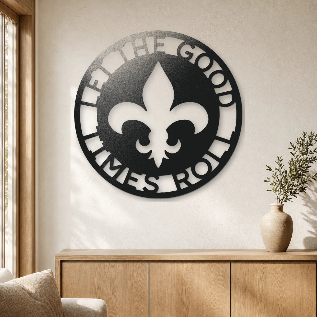Fleur De Lis Ring Monogram Sign | Personalized Steel Wall Art | Made in USA