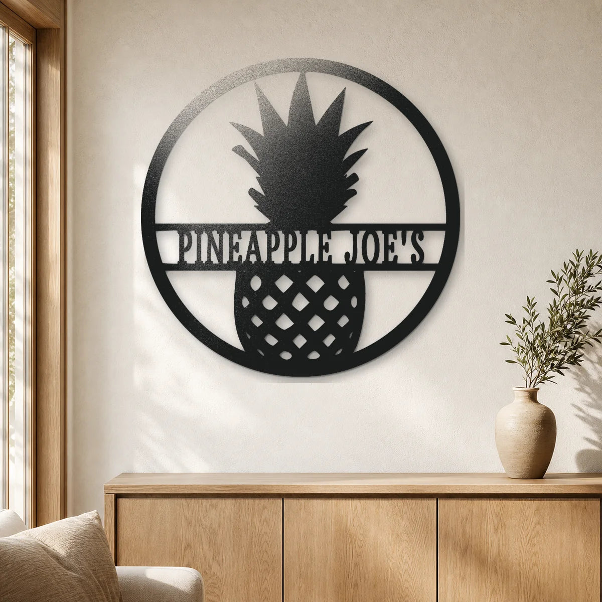 Pineapple Monogram Sign | Personalized Steel Wall Art | Made in USA