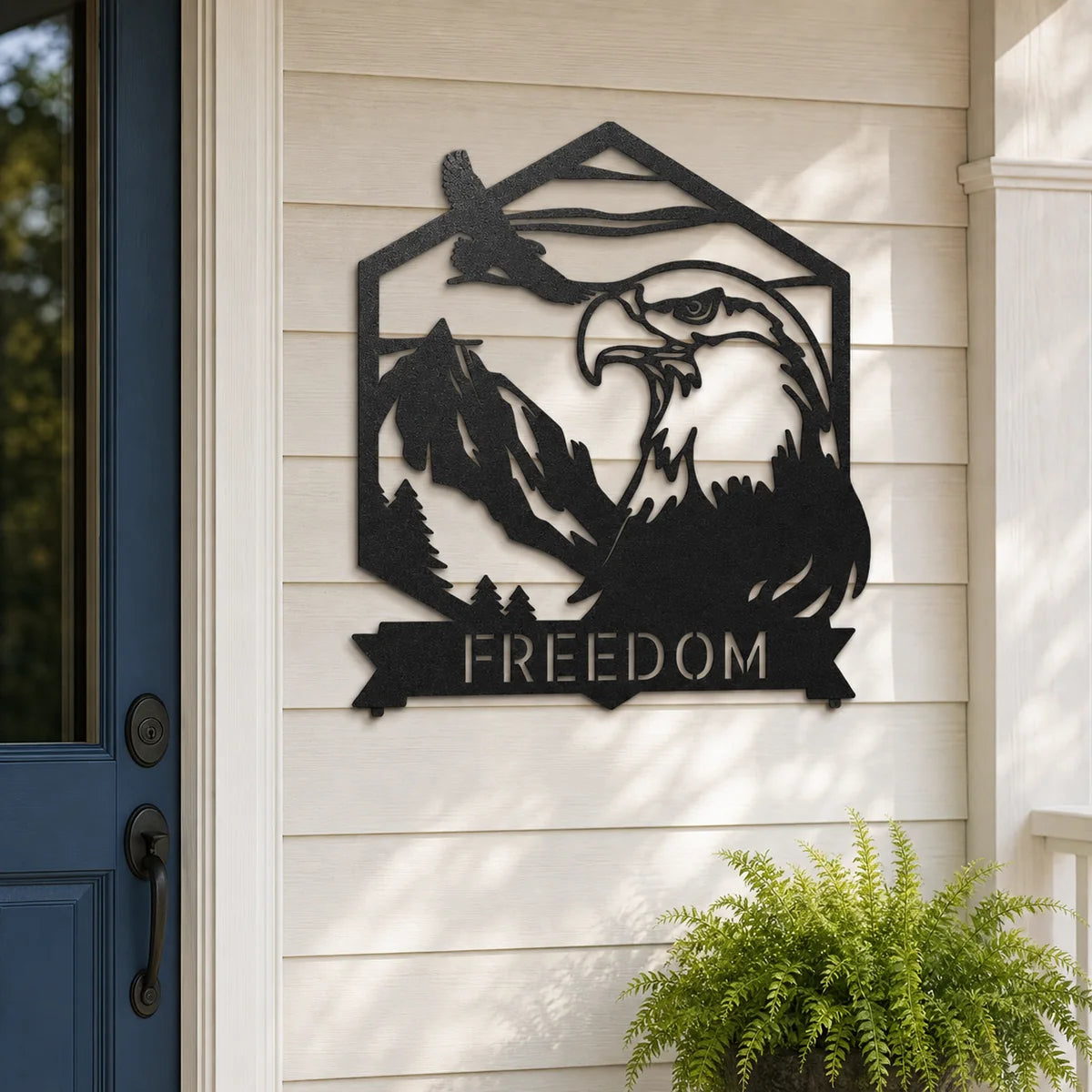 Bald Eagle Monogram Sign | Personalized Steel Wall Art | Made in USA