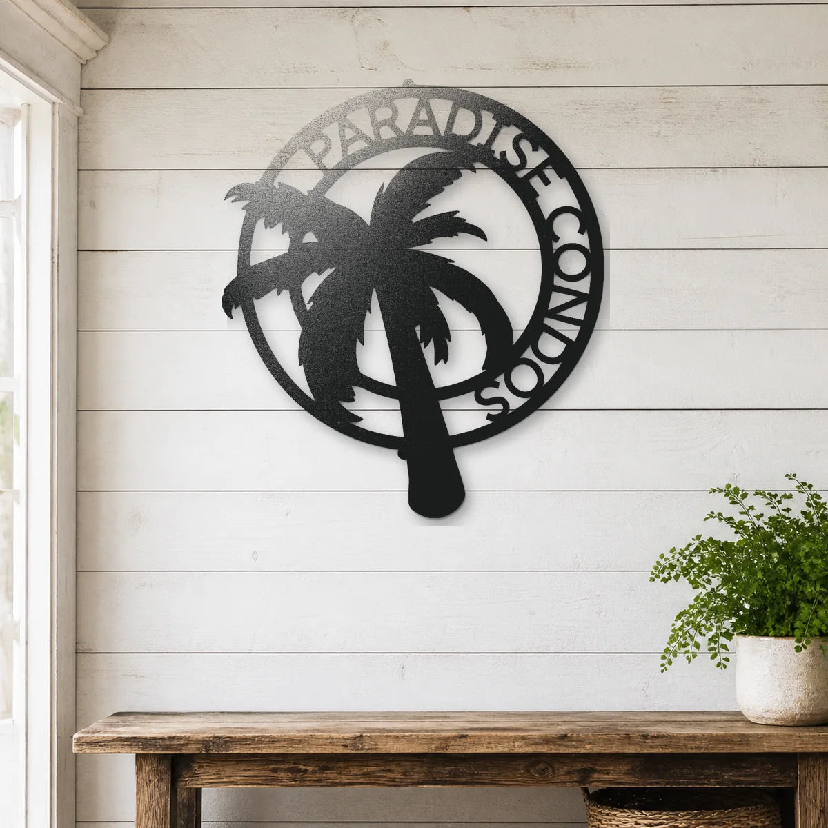 Palm Tree Monogram Sign | Personalized Steel Wall Art | Made in USA