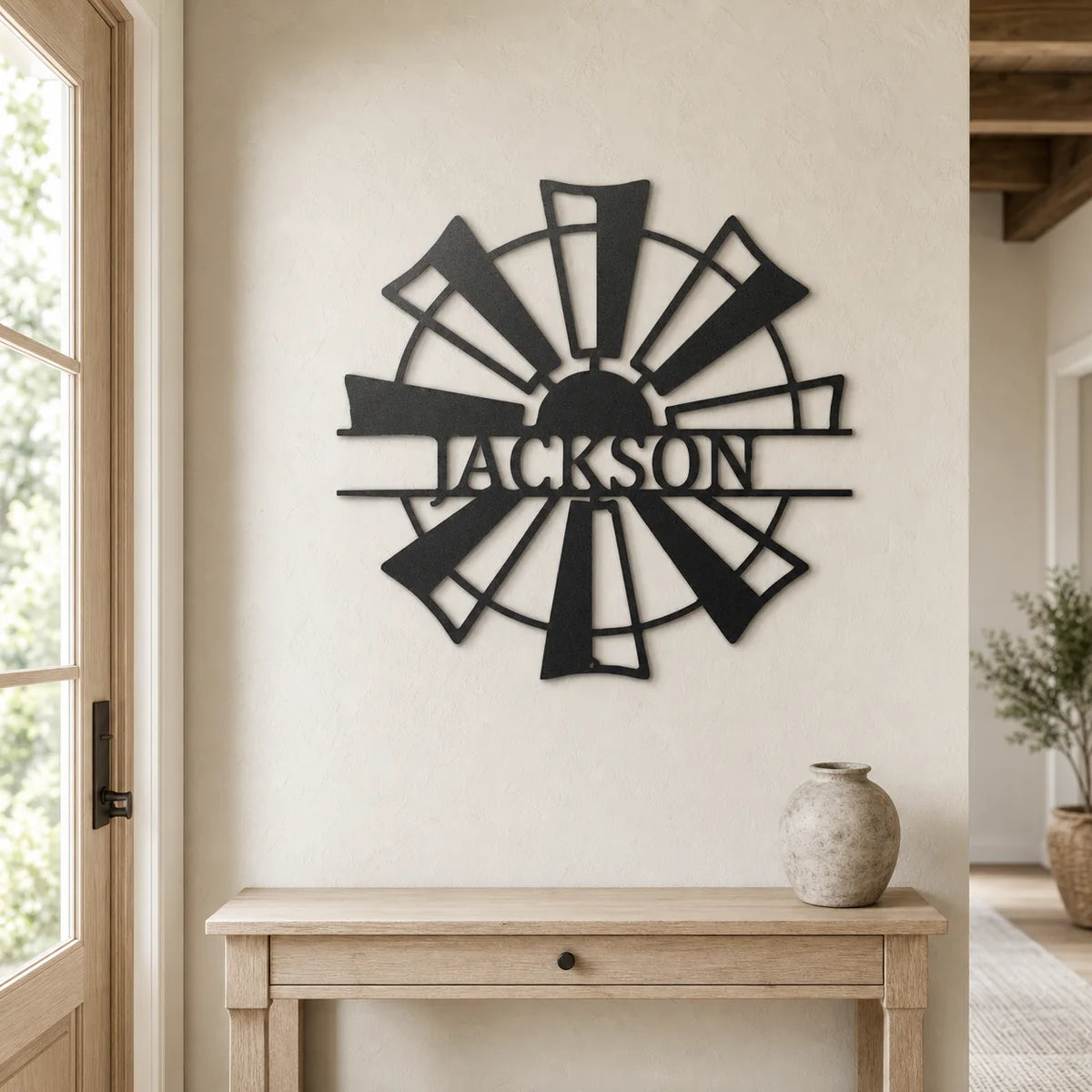 Windmill Monogram Sign | Personalized Steel Wall Art | Made in USA