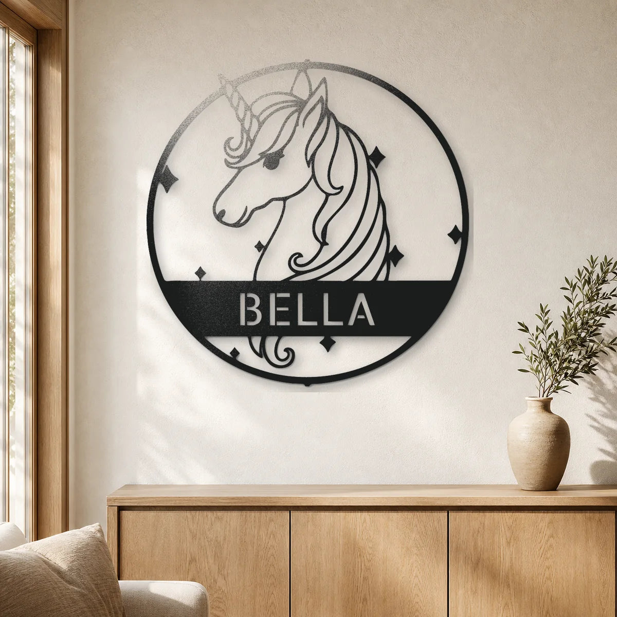 Cute Unicorn Monogram Sign | Personalized Steel Wall Art | Made in USA