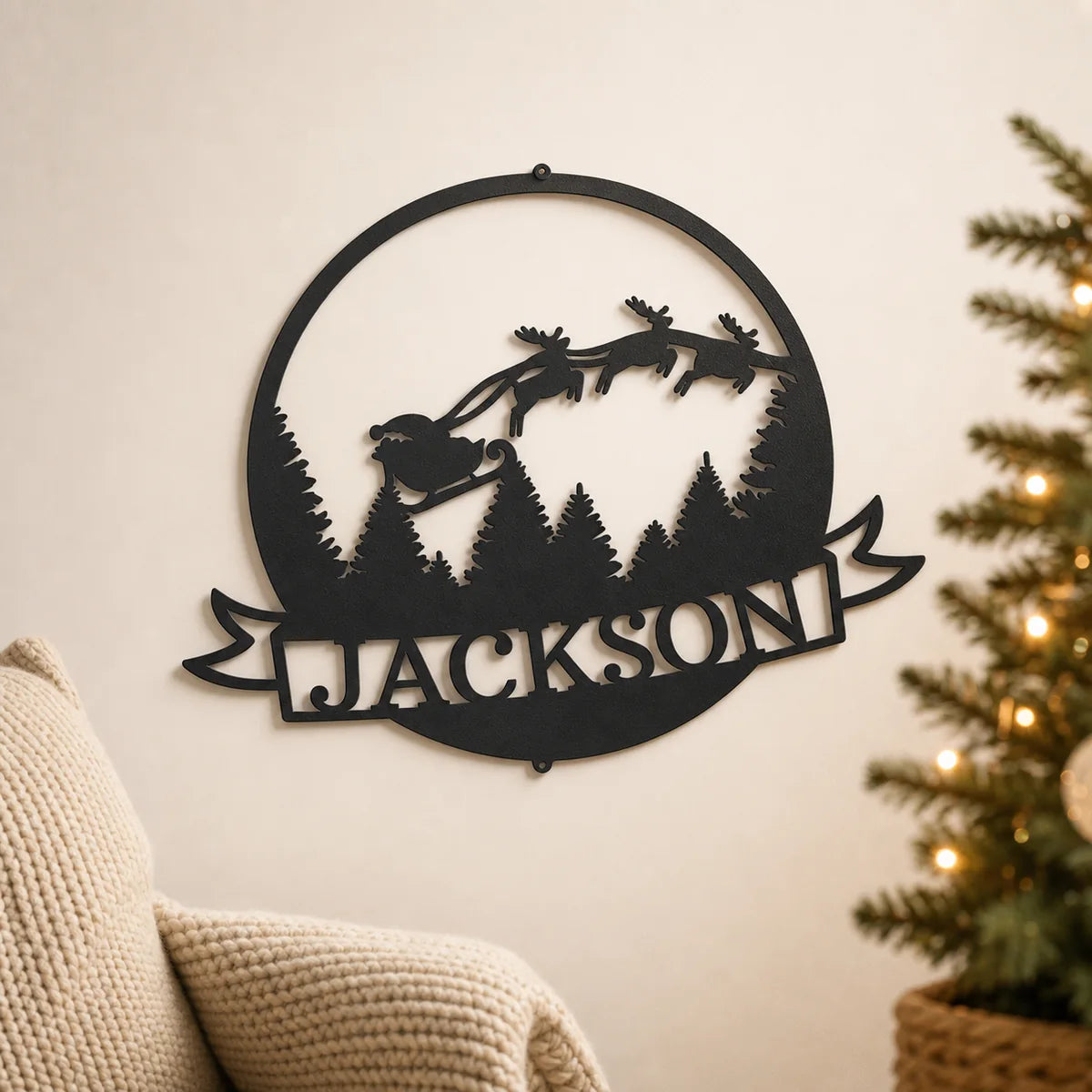 Santa's Journey Monogram Sign | Personalized Steel Wall Art | Made in USA