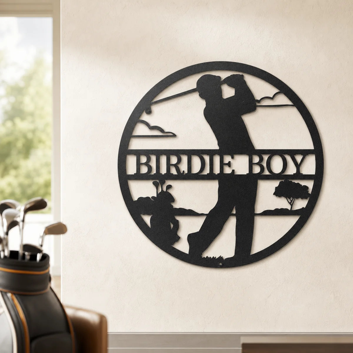 Male Golfer Monogram Sign | Personalized Steel Wall Art | Made in USA