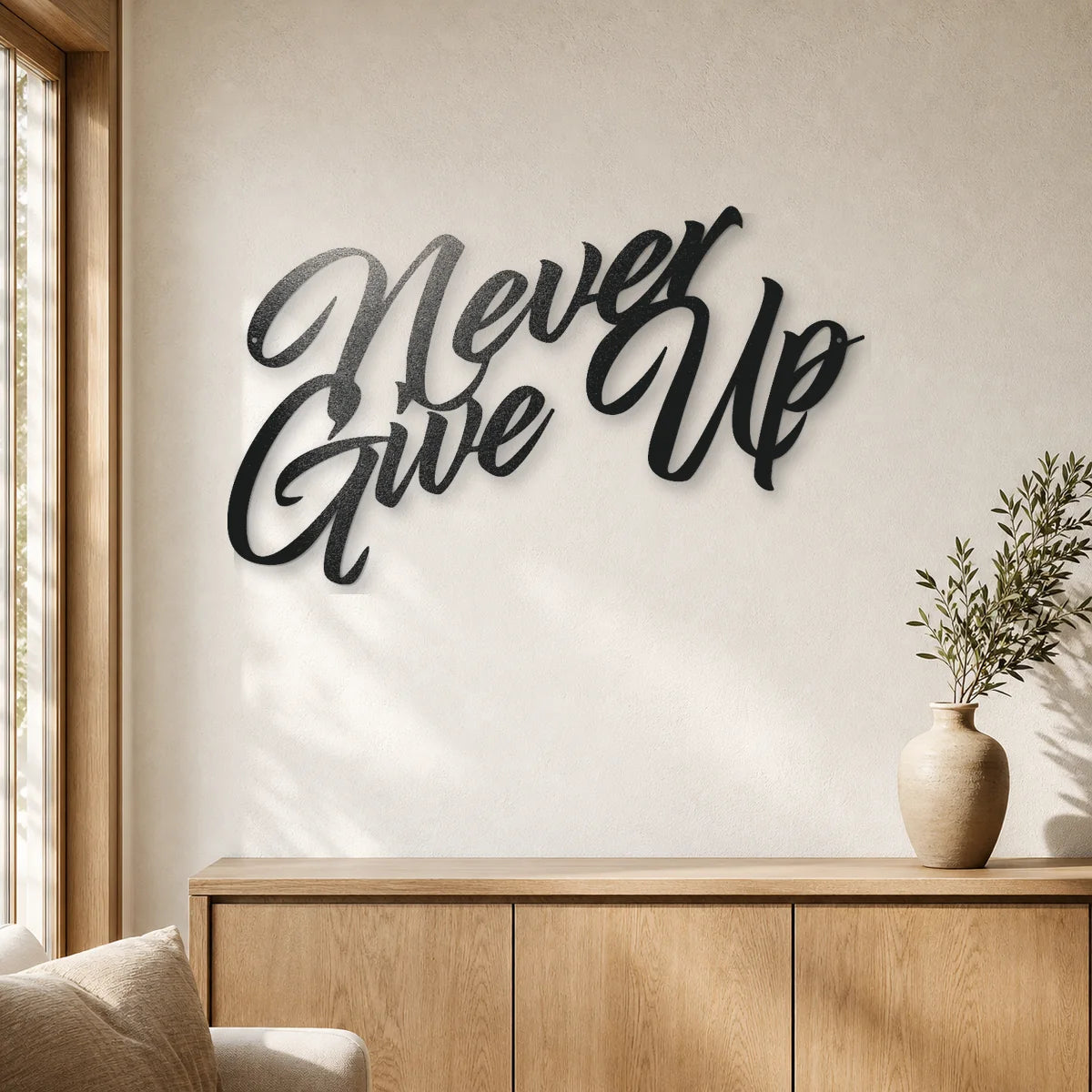 Never Give Up Sign | Custom Steel Wall Art | Made in USA