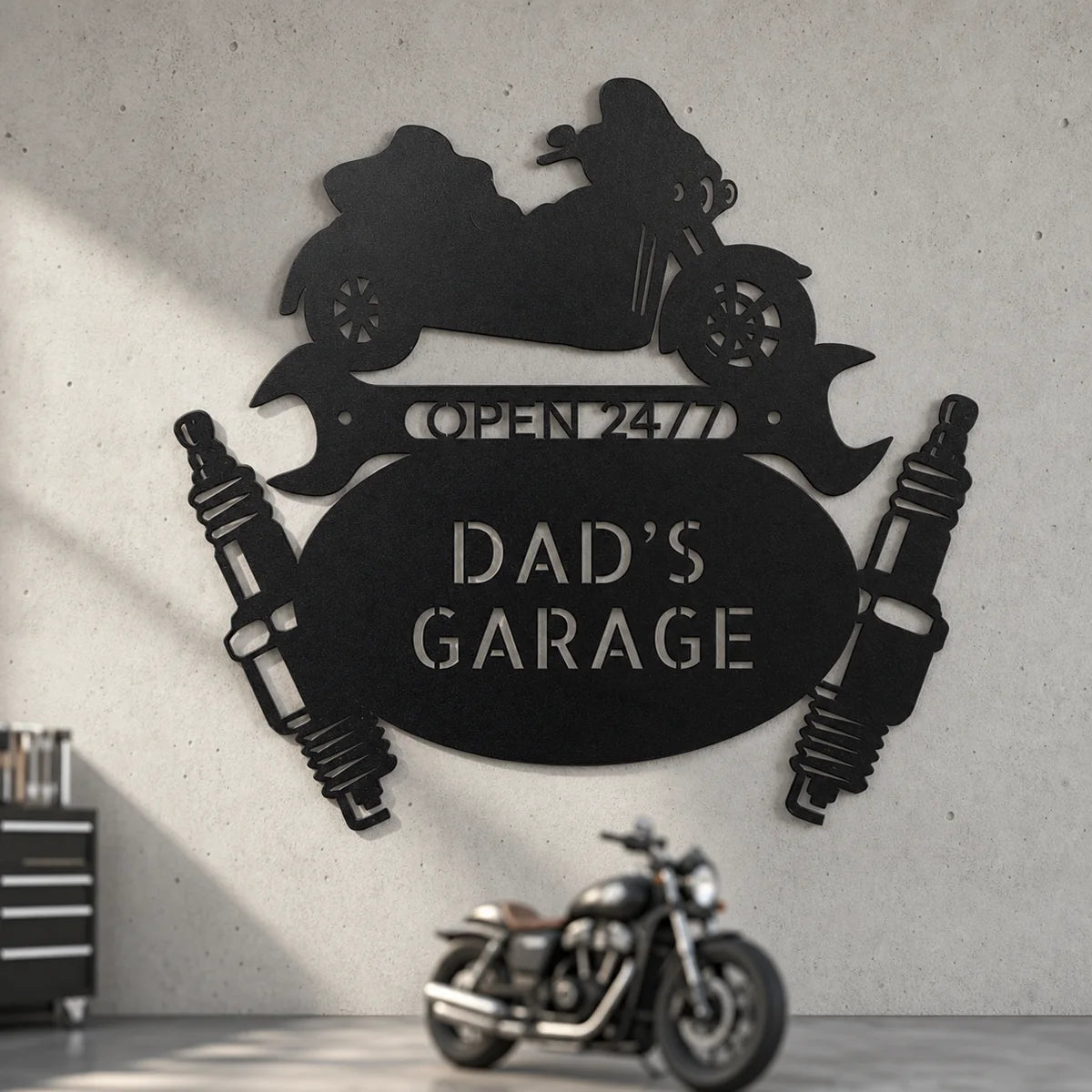 Trike Mechanic Monogram Sign | Personalized Steel Wall Art | Made in USA