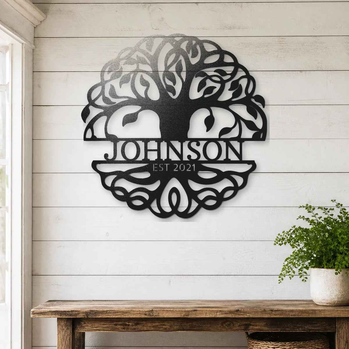 Fancy Tree of Life Monogram Sign | Personalized Steel Wall Art | Made in USA