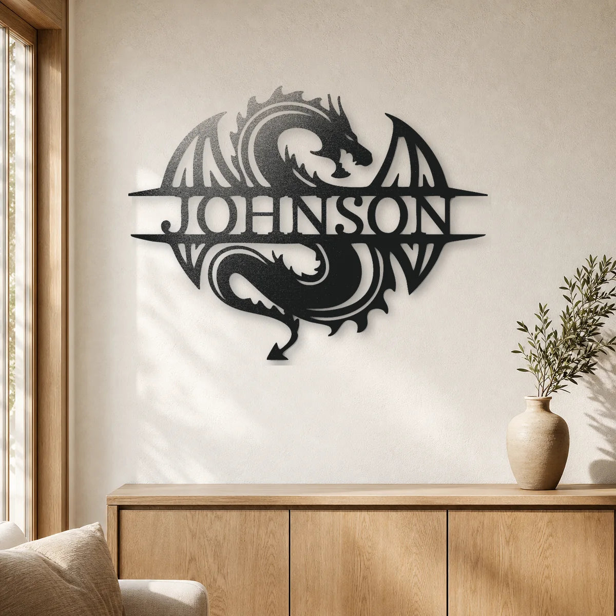 Celtic Dragon Monogram Sign | Personalized Steel Wall Art | Made in USA
