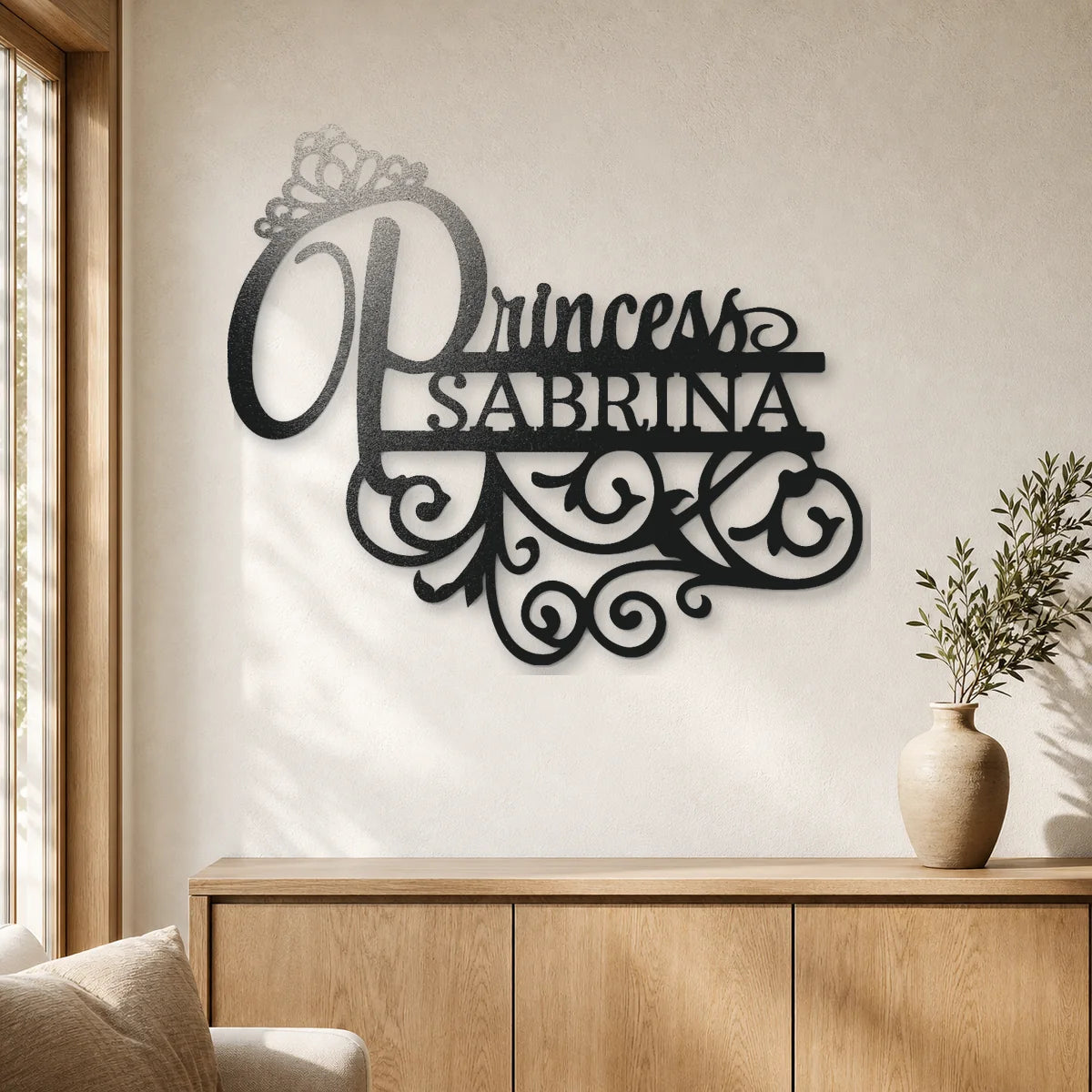 Princess Monogram Sign | Personalized Steel Wall Art | Made in USA