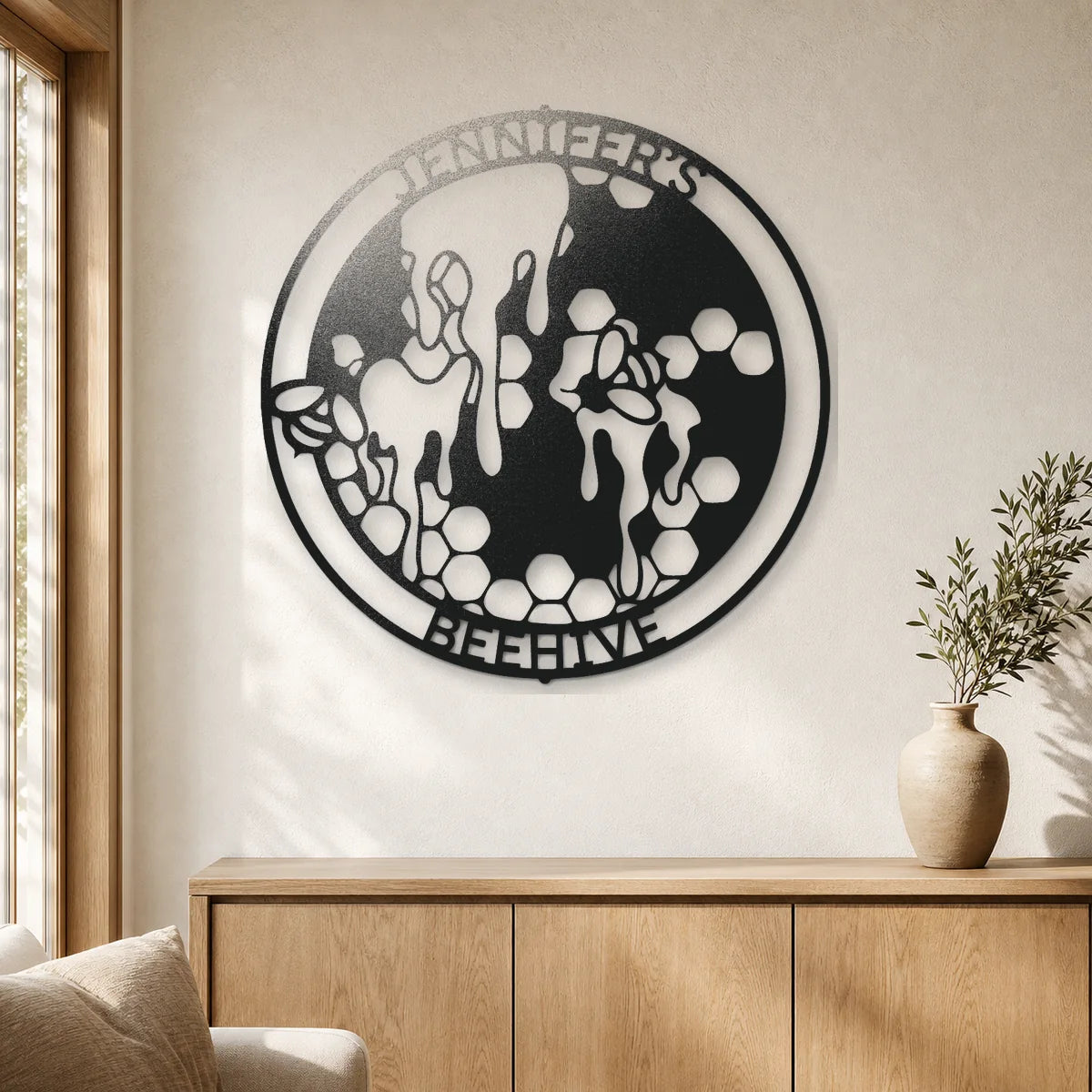 Honey Bee Monogram Sign | Personalized Steel Wall Art | Made in USA