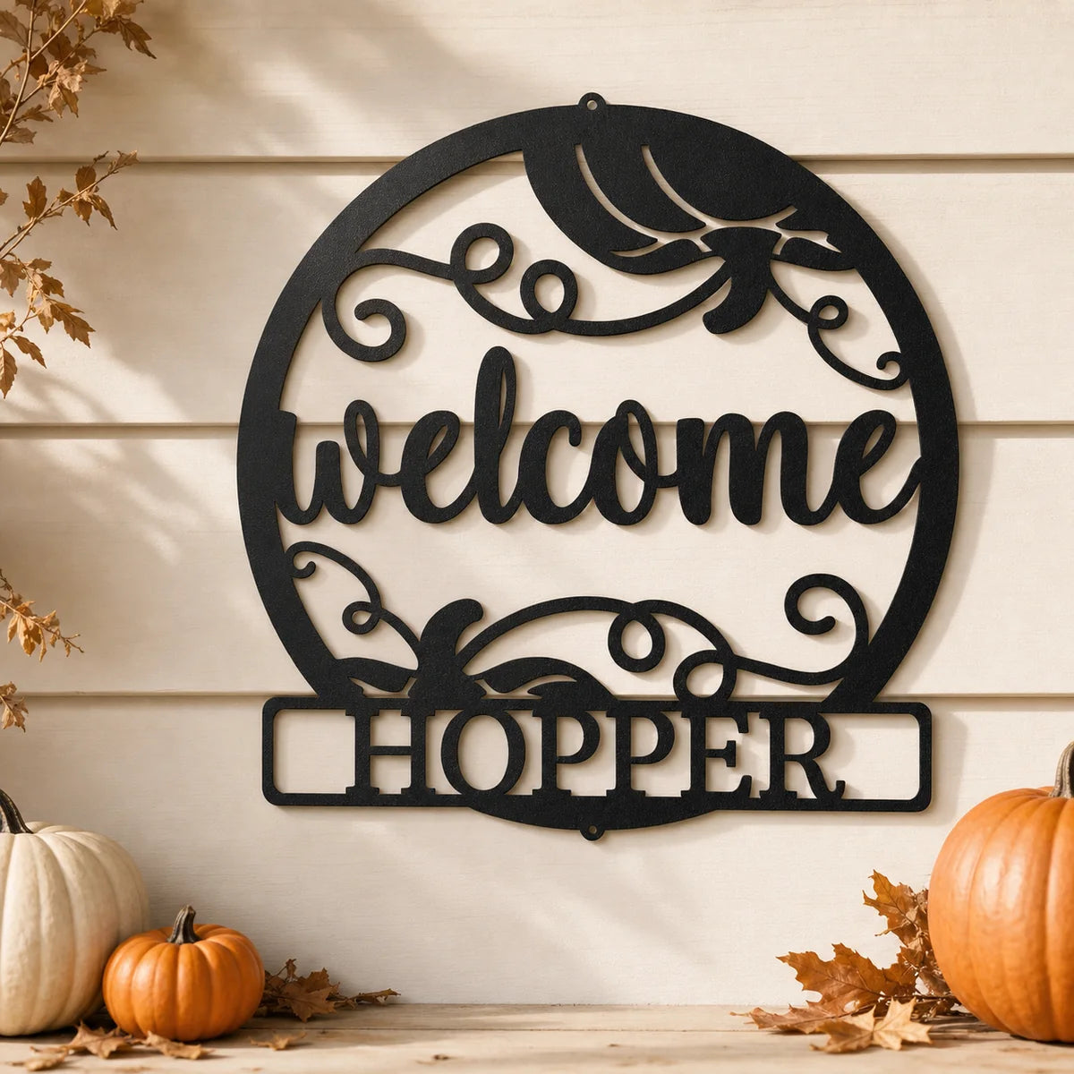 Welcome Fall Monogram Sign | Personalized Steel Wall Art | Made in USA