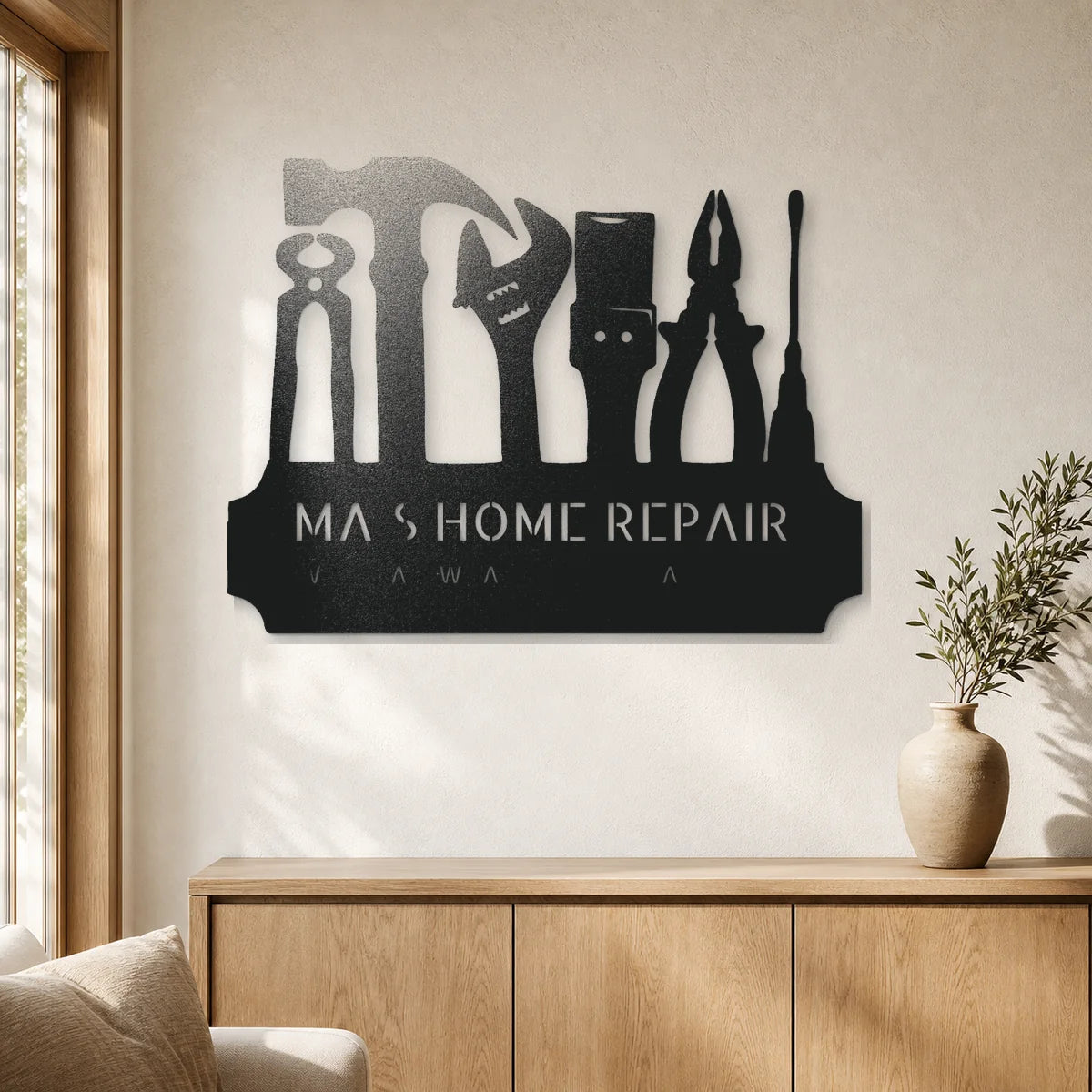 Tool Time Monogram Sign | Personalized Steel Wall Art | Made in USA