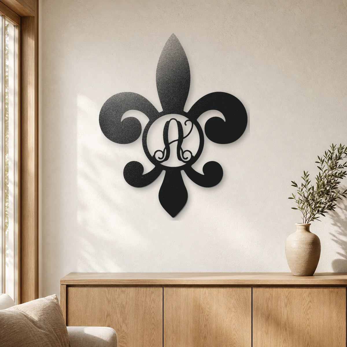 Fleur De Lis Initial Sign | Personalized Steel Wall Art | Made in USA