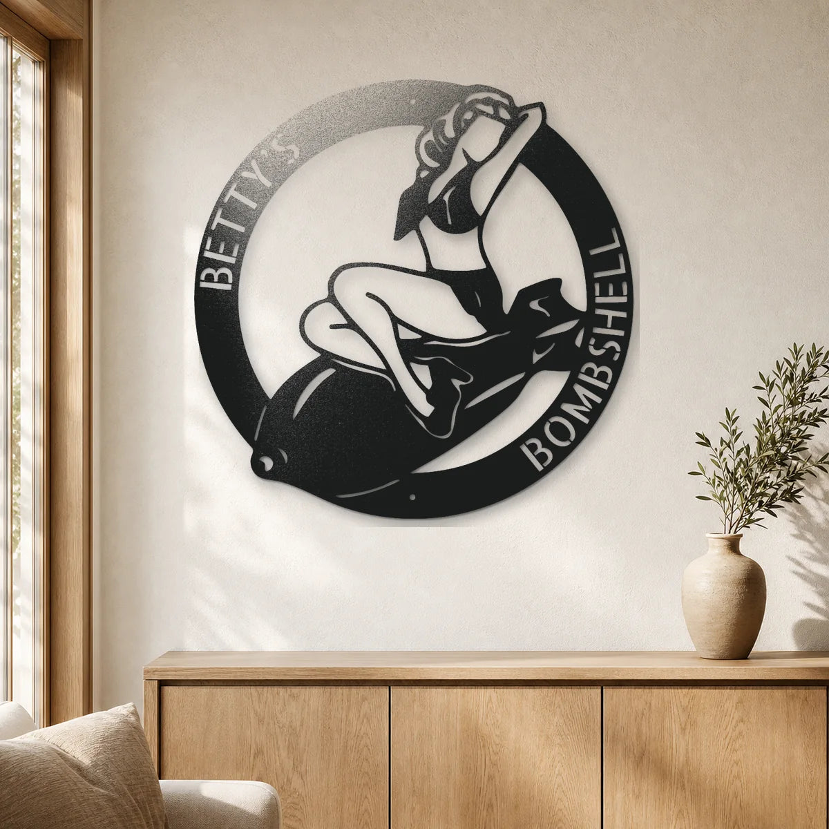 Bomber Lady Sign | Personalized Steel Wall Art | Made in USA
