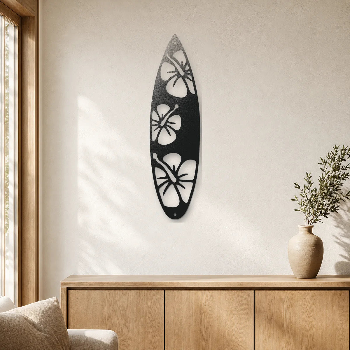 Surf Board Flowers Sign | Custom Steel Wall Art | Made in USA