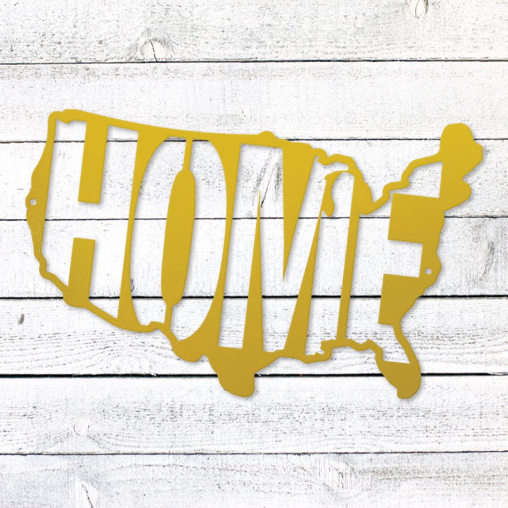 USA Map Home Steel Sign | Patriotic Metal Wall Art | Made in USA