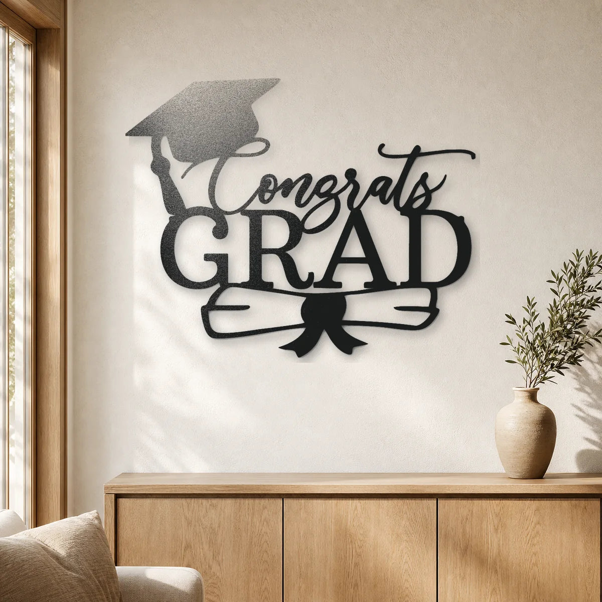 Congrats Grad Cap Sign | Custom Steel Wall Art | Made in USA