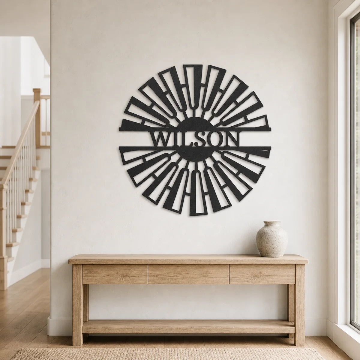 Fancy Windmill Monogram Sign | Personalized Steel Wall Art | Made in USA