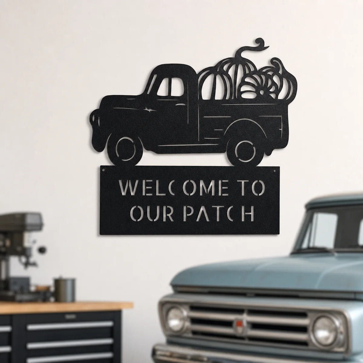 Country Truck Monogram Sign | Personalized Steel Wall Art | Made in USA