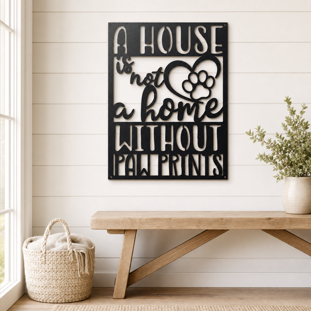 Home with Paw Prints Sign | Custom Steel Wall Art | Made in USA