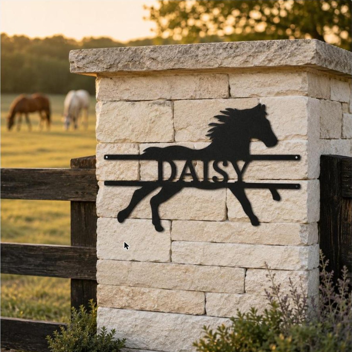 Sprinting Horse Monogram Sign | Personalized Steel Wall Art | Made in USA
