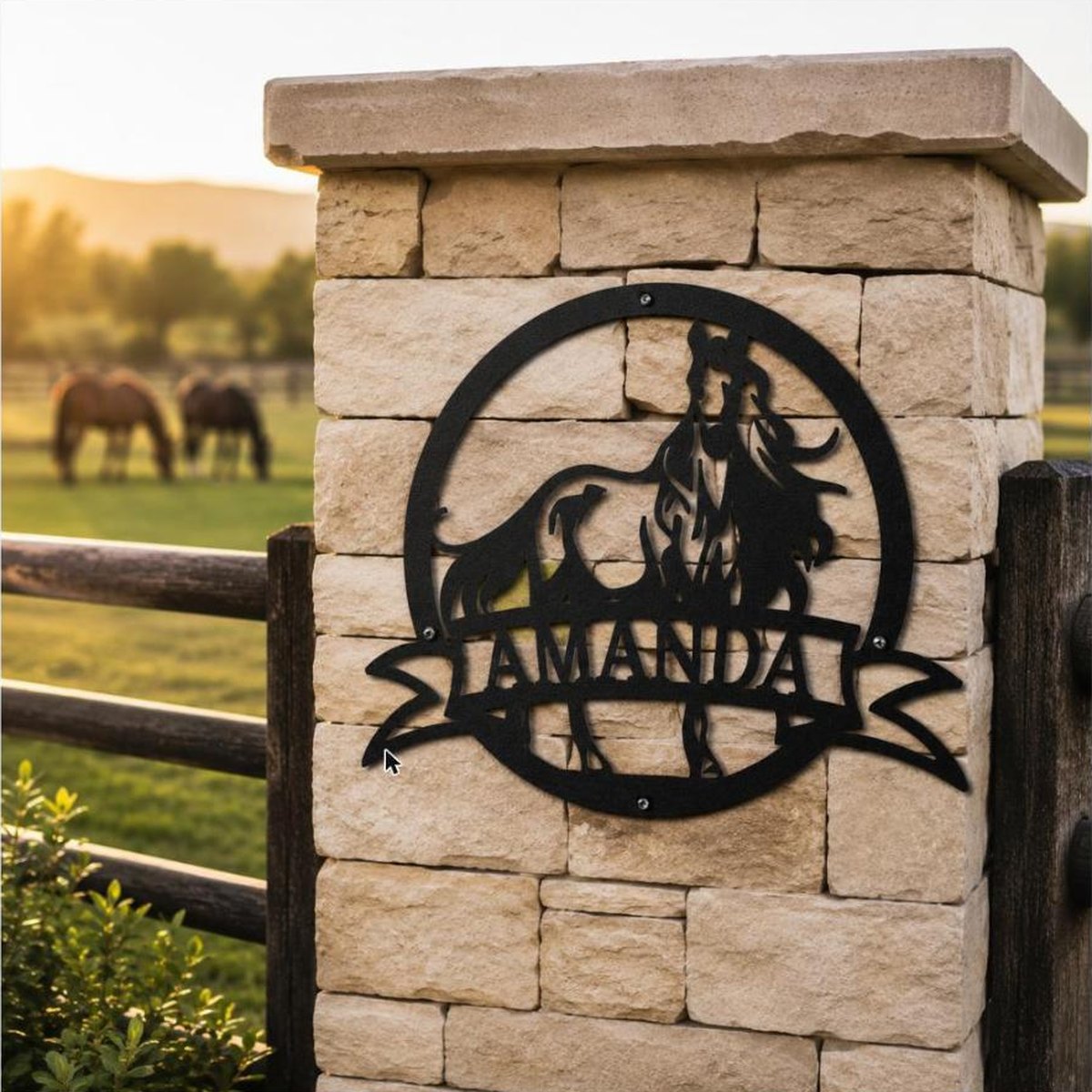 Majestic Horse Monogram Sign | Personalized Steel Wall Art | Made in USA