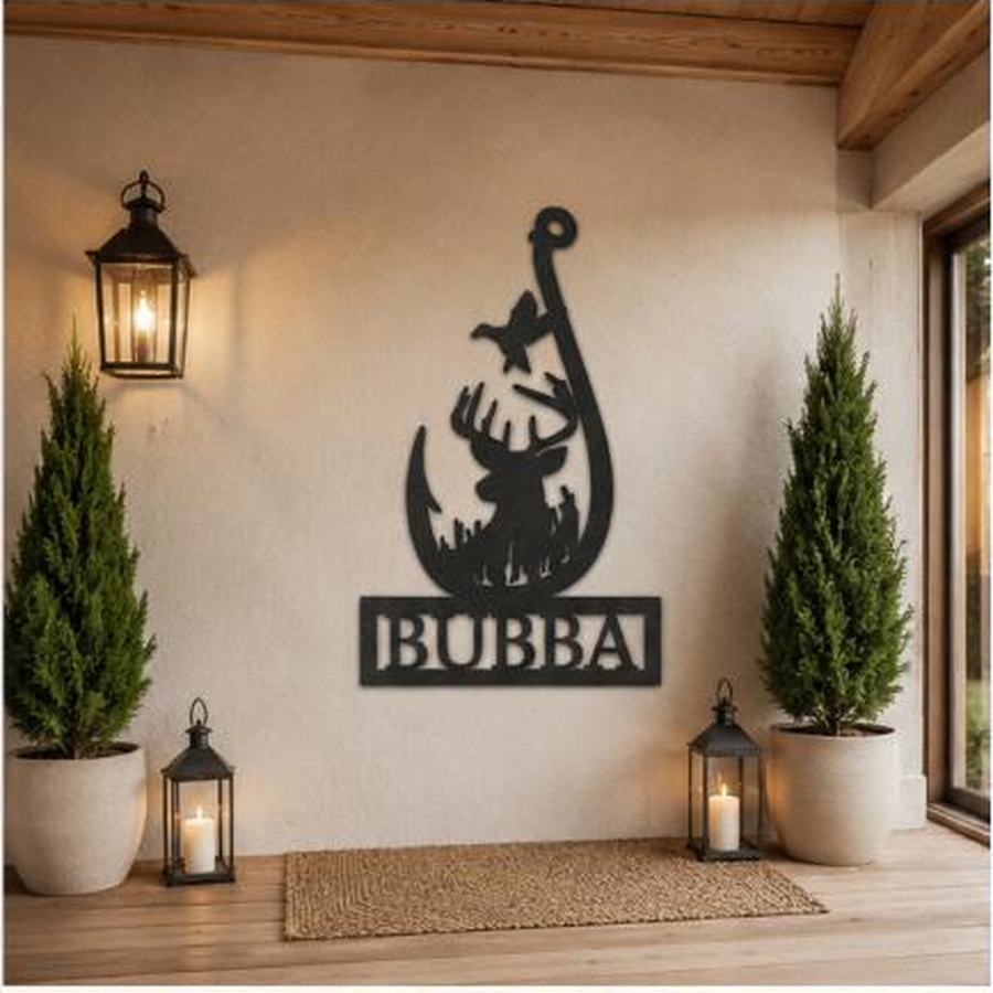 Outdoorsman Monogram 2 Sign | Personalized Steel Wall Art | Made in USA