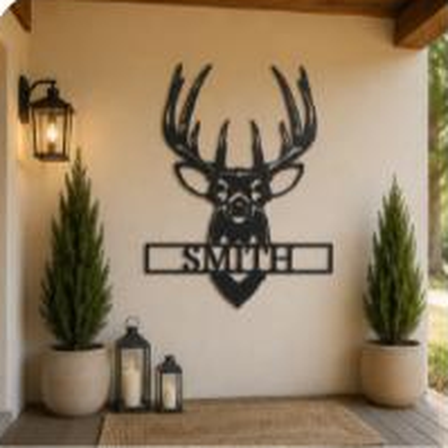 Buck Mount Monogram Sign | Personalized Steel Wall Art | Made in USA