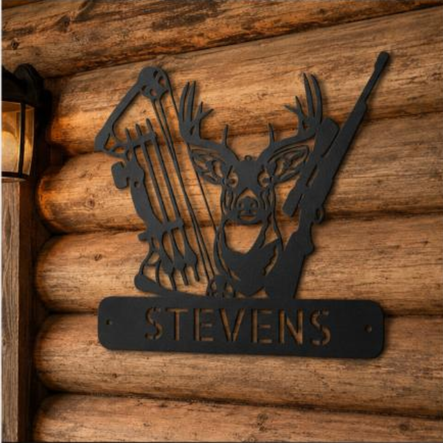 Deer Hunter Monogram Sign | Personalized Steel Wall Art | Made in USA