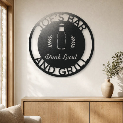 Drink Local Monogram Sign | Personalized Steel Wall Art | Made in USA