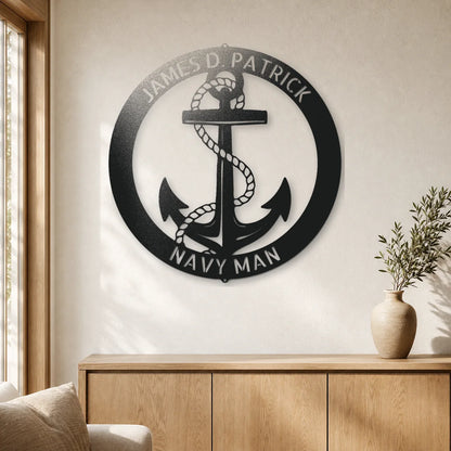 Elaborate Anchor Ring Sign | Personalized Steel Wall Art | Made in USA