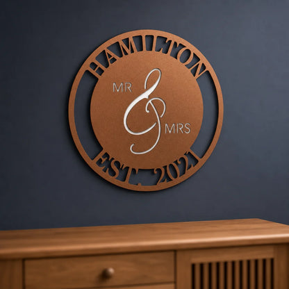 Mr. and Mrs. Sign | Personalized Steel Wall Art | Made in USA