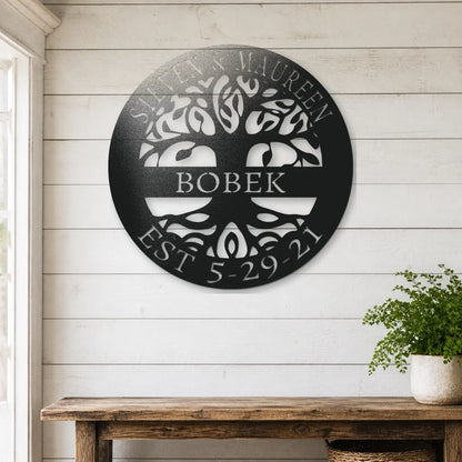 Elaborate Tree Of Life Sign | Personalized Steel Wall Art | Made in USA