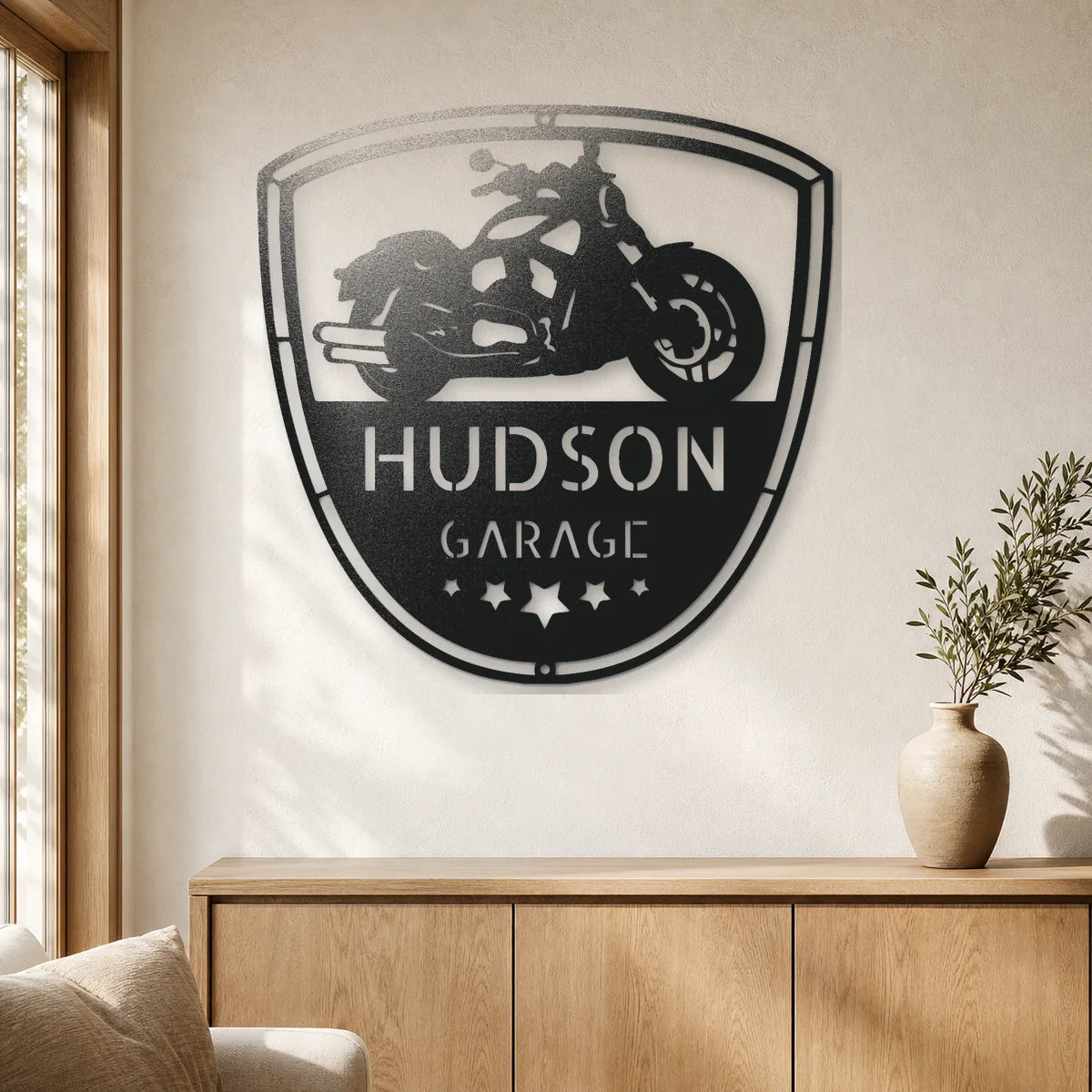 Two Wheels Move The Soul Monogram Sign | Personalized Steel Wall Art | Made in USA