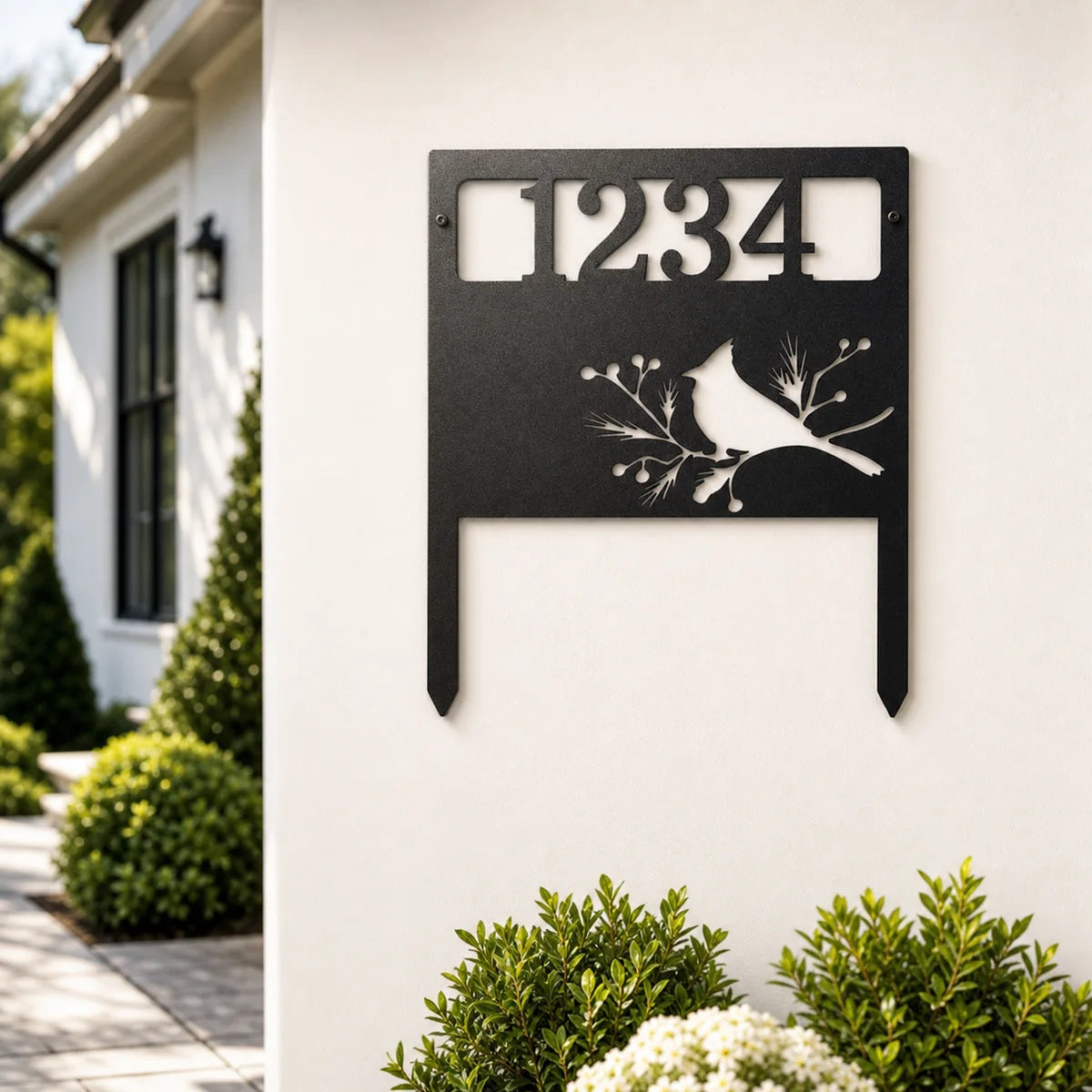 Bird Yard Address Stake Sign | Personalized Steel Wall Art | Made in USA