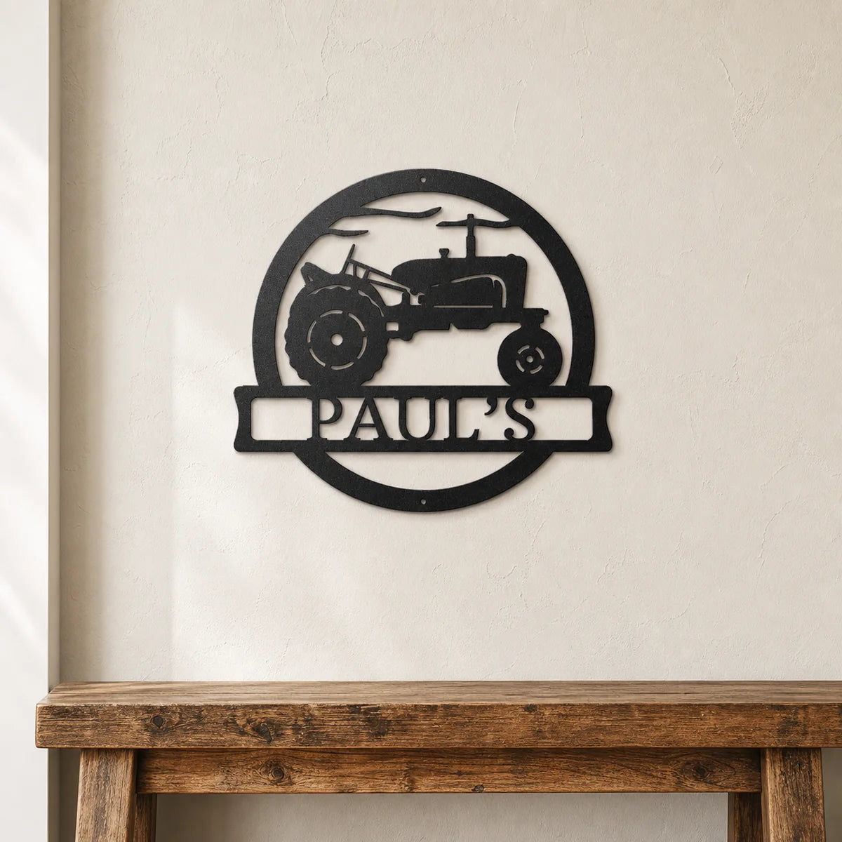 Old Tractor Monogram Sign | Personalized Steel Wall Art | Made in USA