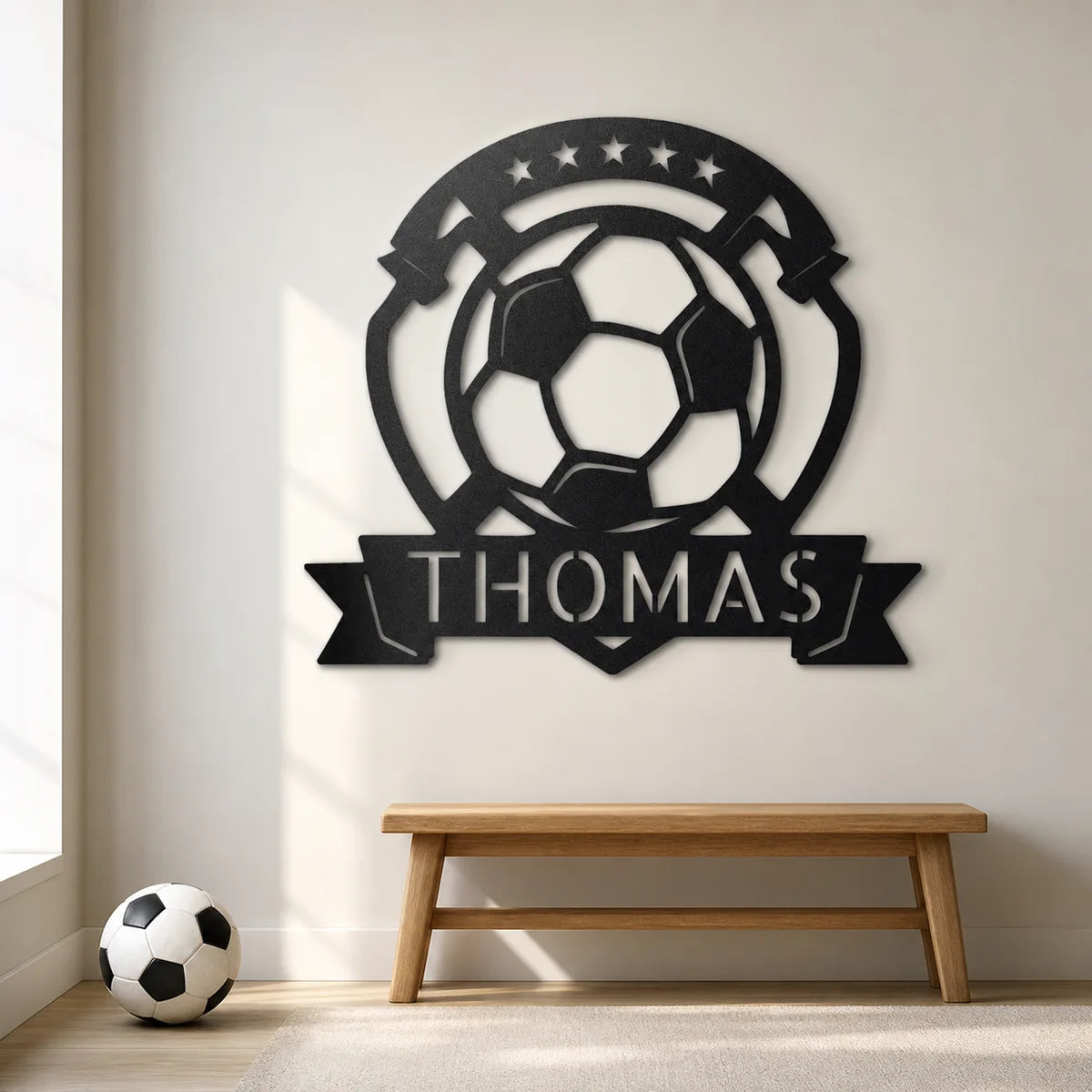 Soccer Plaque Monogram Sign | Personalized Steel Wall Art | Made in USA