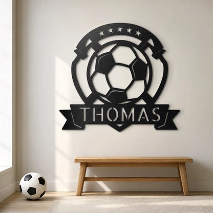 Soccer Plaque Monogram Sign | Personalized Steel Wall Art | Made in USA