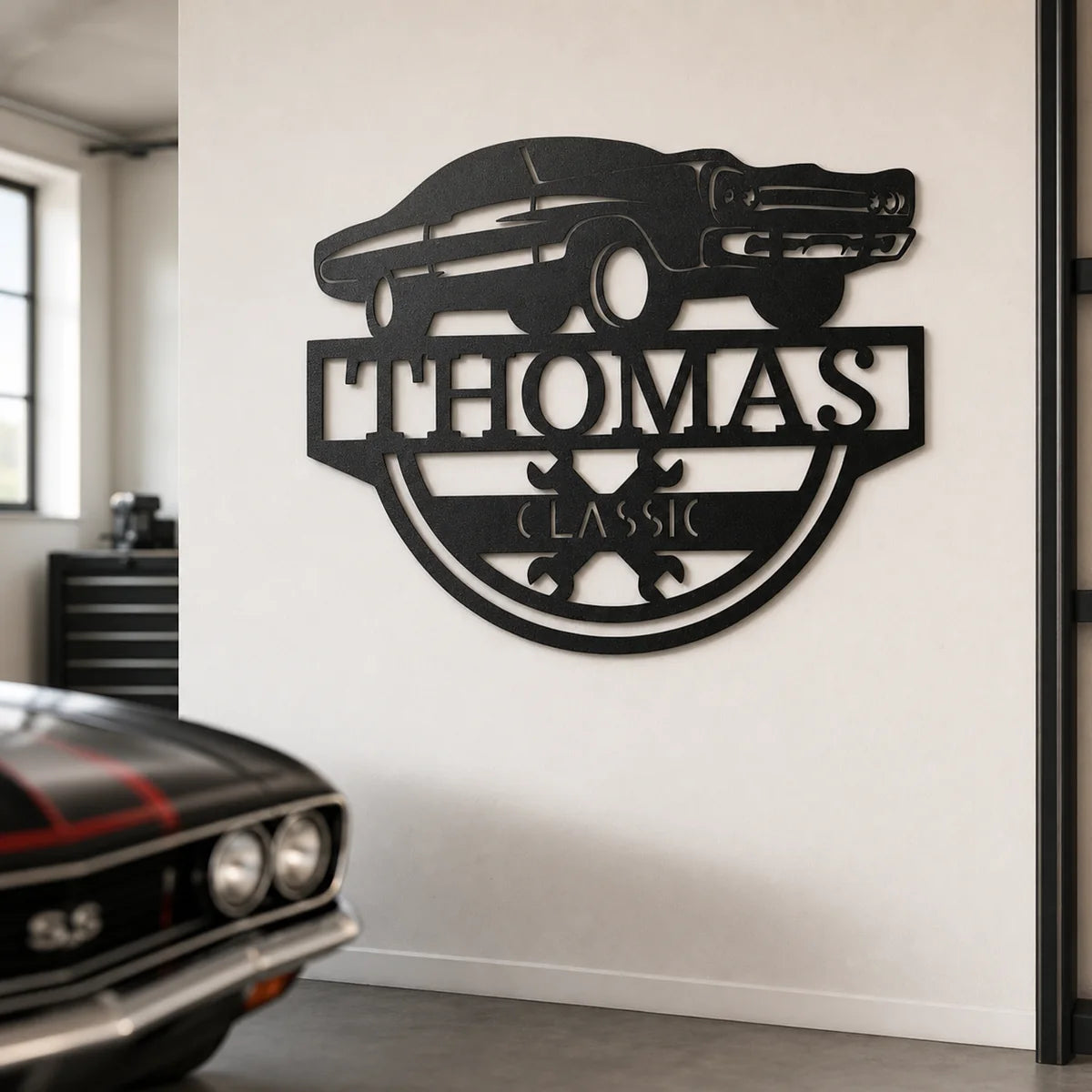 Timeless Car Monogram Sign | Personalized Steel Wall Art | Made in USA