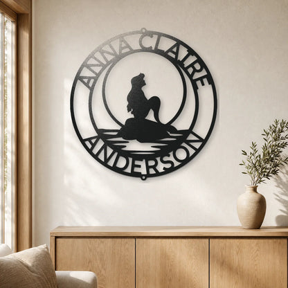 Mermaid 2 Monogram Sign | Personalized Steel Wall Art | Made in USA