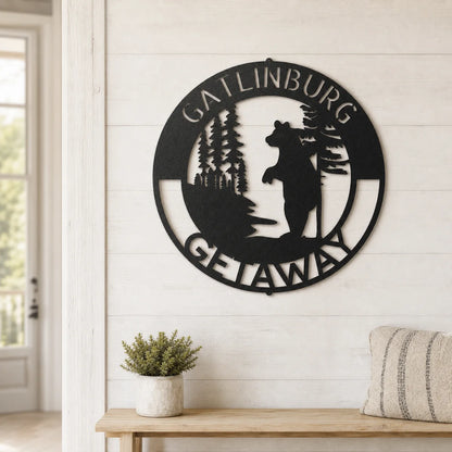 Lone Bear Monogram Sign | Personalized Steel Wall Art | Made in USA