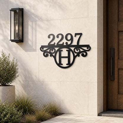 Initial Address Monogram Sign | Personalized Steel Wall Art | Made in USA